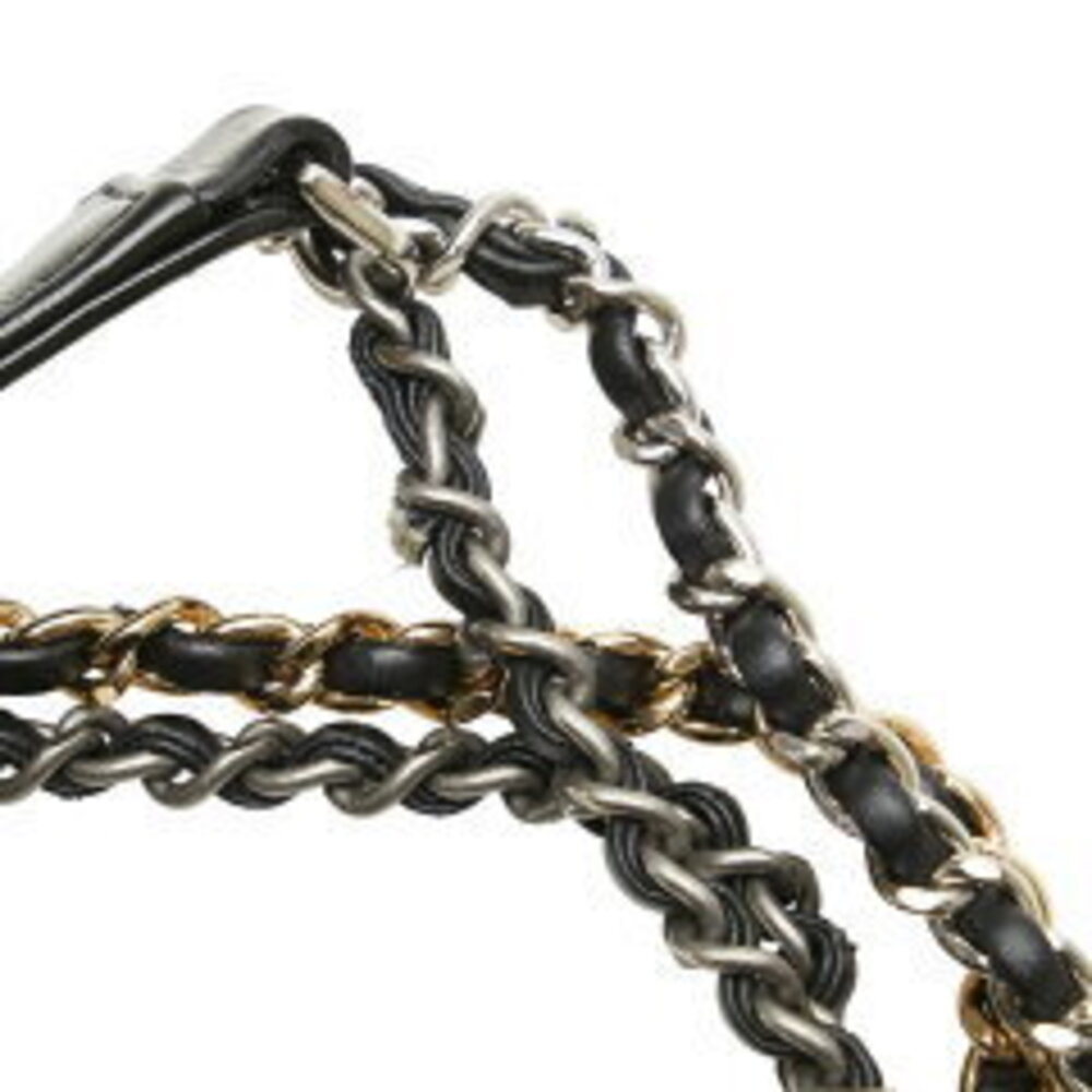 Chanel Gabriel Chain Shoulder Bag Black Gold Silver Felt Leather - Picture 4 of 6